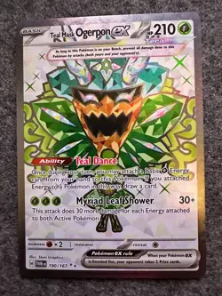 Pokemon Card Teal Mask Ogerpon EX 190/167 Twilight Masquerade Holo Ultra Rare NM - Image 1
