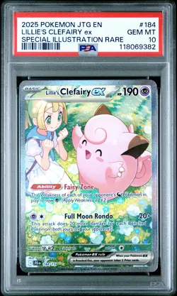 2025 POKEMON JTG EN-JOURNEY TOGETHER #184 LILLIE'S CLEFAIRY EX PSA 10 - Image 1