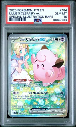 2025 POKEMON JTG EN-JOURNEY TOGETHER #184 LILLIE'S CLEFAIRY EX PSA 10 - Image 1