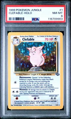 1999 Pokemon Jungle #1 Clefable-Holo PSA 8 - Image 1