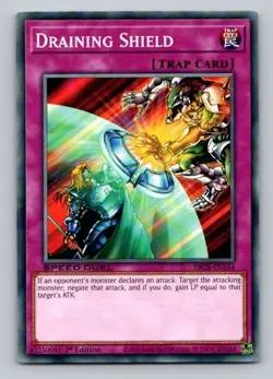 2020 Yugioh Trap Card Draining Shield SBCB-EN164 1st Edition Common - Image 1