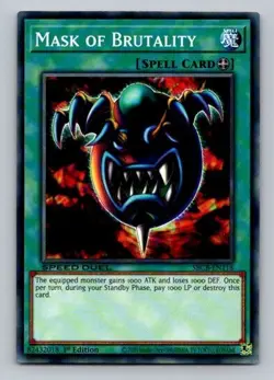 2020 Yugioh Spell Card Mask of Brutality SBCB-EN118 1st Edition Common - Image 1