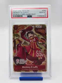 2024 ONE PIECE PROMOS BANDAI CARD GAME FEST #080 MONKEY D. LUFFY PSA 10 - Image 1