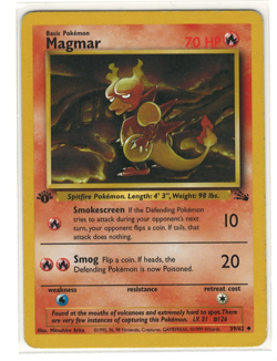 Magmar 1st Edition 39/62 - Fossil Set - Vintage WOTC Pokemon Card LP Non-Holo - Image 1