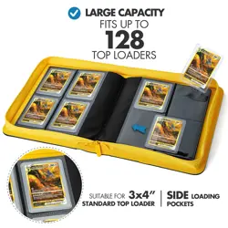 Toploader Binder, Trading Card Binder Storage,128 4 Pocket Top Loader Pokemon... - Image 2