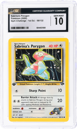 2000 Pokemon Gym Challenge Sabrina's Porygon 1st Edition #98 CGC 10 - Image 1