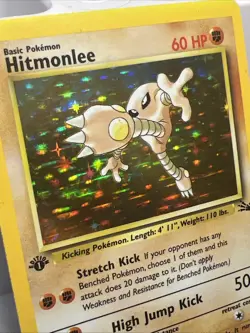 Hitmonlee 7/62 1st Edition Fossil Holo Rare Pokemon Card 1999. NM- - Image 2