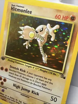 Hitmonlee 7/62 1st Edition Fossil Holo Rare Pokemon Card 1999. NM- - Image 3