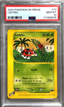 Pokemon Card Ledyba PSA 10 Gem Mint, e-Reader Skyridge #73, WOTC 2003 - Image 1