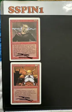 MTG Signed Dwarven Warriors, Power Surge, Douglas Shuler Revised - Image 1