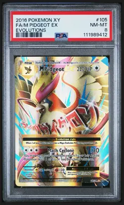 Pokemon TCG 2016 XY Evolutions M Pidgeot EX Full Art Mega 105/108 PSA 8 NM-MT - Image 1