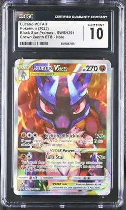 CGC 10 LUCARIO VSTAR SWSH291 CROWN ZENITH ETB BLACK STAR PROMOS POKEMON - Image 1
