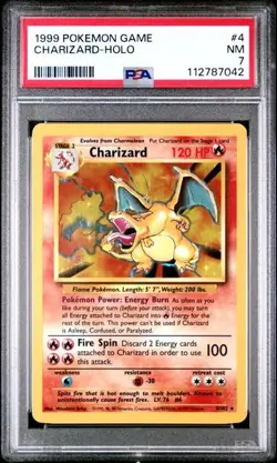 CHARIZARD 1999 POKEMON BASE SET - HOLO #4/102 - PSA 7 NEAR MINT - Image 1