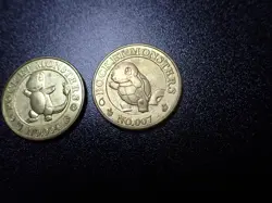 Pokemon Card Banpresto 1997 Promo Game Coin x2 Gold Charmander & Squirtle #5398 - Image 2