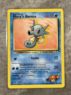 Misty's Horsea 086/132 Pokemon TCG Gym Heroes Vintage WOTC Card (Light Play) - Image 1