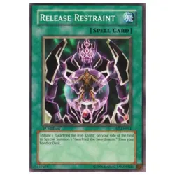 Yugioh Card Release Restraint 1st Edition Gold Foil Name K00385 - Image 1