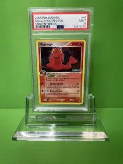 2005 POKEMON EX UNSEEN FORCES 41 MAGCARGO-REVERSE FOIL PSA 9 - Image 1
