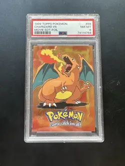 1999 TOPPS POKEMON THE MOVIE EDT FOIL #E6 CHARIZARD #6 PSA 8 - Image 1