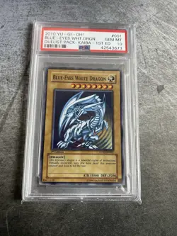 YuGiOh 2010 Blue-Eyes White Dragon PSA 10 GEM MINT 1st Edition Super DPKB-EN001 - Image 1