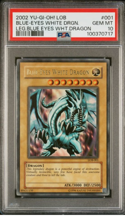 YuGiOh 2002 Blue-Eyes White Dragon PSA 10 GEM MINT Ultra Rare Unlimited LOB-001 - Image 1