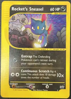 Rocket's Sneasel 5 BEST Best of Game Promo Pokemon Card LP - Image 1