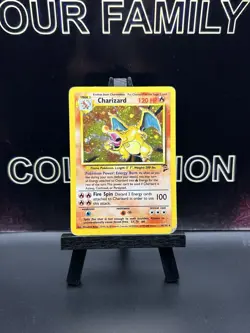 Pokemon TCG Charizard Base Set 2 HOLO Card 4/130 SWIRL MP - Image 1