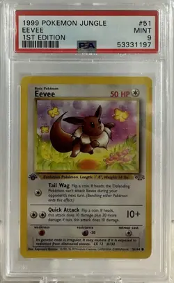 1999 Pokemon Jungle 1st Edition Eevee Card 51/64 PSA 9 - Image 1