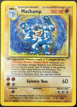 Machamp 8/102 Base Set 1st Edition Holo Rare Pokemon Card HP - Image 1