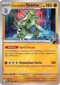 STAMPED Team Rocket's Tyranitar SVP 096/182 Pokemon Center Promo - Image 1