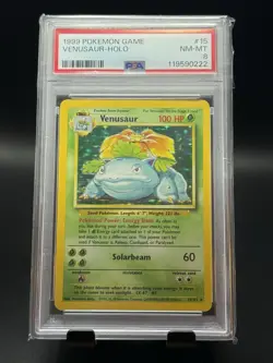 1999 POKEMON BASE SET UNLIMITED #15 VENUSAUR-HOLO PSA 8 - Image 1
