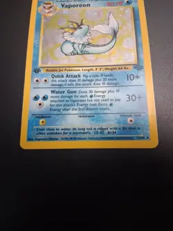 Vaporeon 12/64 1st Edition Holofoil Jungle Pokemon MP Fast Ship - Image 2