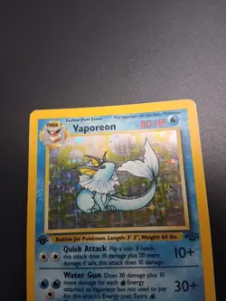 Vaporeon 12/64 1st Edition Holofoil Jungle Pokemon MP Fast Ship - Image 5