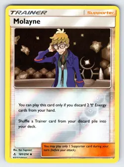 Molayne 181/214 S&M Unbroken Bonds Pokemon Card Reverse Holo Trainer - Nm/Vlp - Image 1