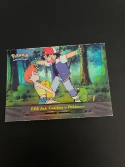 Pokemon Ash Catches A Pokemon EP3 Holo Topps 1998 Trading Card Vintage TCG - Image 1