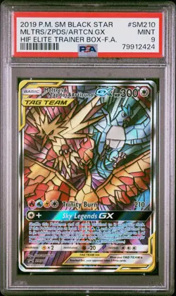 Pokemon Moltres Zapdos Articuno GX Hidden Fates Black Star Promo SM210 PSA 9 - Image 1