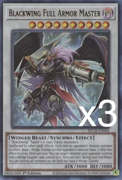 3X Yugioh Blackwing Full Armor Master BLCR-EN064 Ultra Rare 1st Edition NM - Image 1