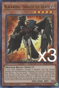 3X Yugioh Blackwing - Sirocco the Dawn BLCR-EN058 Ultra Rare 1st Edition NM - Image 1
