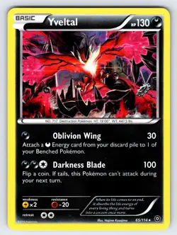 Yveltal 65/114 2016 XY Steam Siege Pokemon Card TCG Nintendo Holo Rare - VLP - Image 1