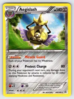 Aegislash 100/160 2015 XY Primal Clash Pokemon Card TCG Holo Rare - Nm/Vlp - Image 1