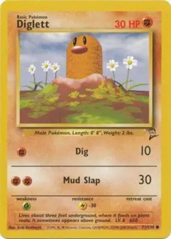 Pokemon - Diglett - 71/130 - Common - Unlimited Edition - Base Set 2 - NM - Image 1