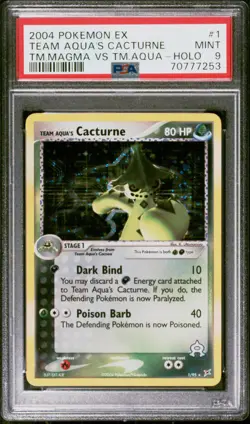 2004 POKEMON EX TEAM MAGMA VS TEAM AQUA #1 TEAM AQUA'S CACTURNE-HOLO PSA 9 - Image 1