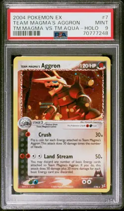 2004 POKEMON EX TEAM MAGMA VS TEAM AQUA #7 TEAM MAGMA'S AGGRON-HOLO PSA 9 - Image 1