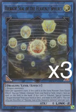 3X Yugioh Hieratic Seal of the Heavenly Spheres BLCR-EN090 Ultra Rare NM - Image 1