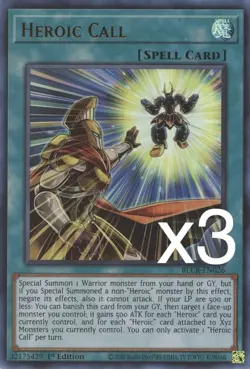 3X Yugioh Heroic Call BLCR-EN026 Ultra Rare 1st Edition NM - Image 1