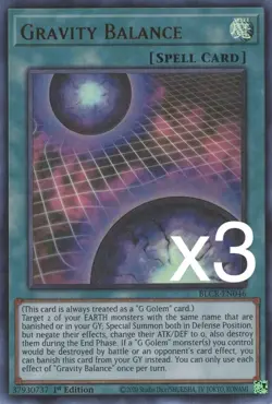 3X Yugioh Gravity Balance BLCR-EN046 Ultra Rare 1st Edition NM - Image 1