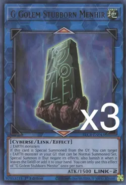 3X Yugioh G Golem Stubborn Menhir BLCR-EN043 Ultra Rare 1st Edition NM - Image 1