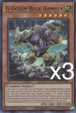 3X Yugioh G Golem Rock Hammer BLCR-EN040 Ultra Rare 1st Edition NM - Image 1