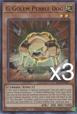 3X Yugioh G Golem Pebble Dog BLCR-EN041 Ultra Rare 1st Edition NM - Image 1