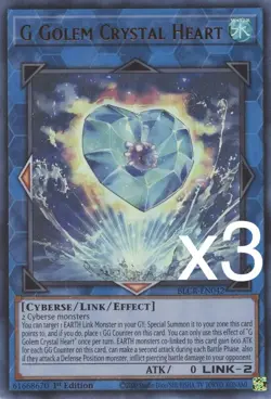3X Yugioh G Golem Crystal Heart BLCR-EN042 Ultra Rare 1st Edition NM - Image 1