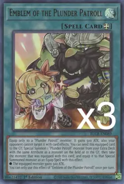 3X Yugioh Emblem of the Plunder Patroll BLCR-EN089 Ultra Rare 1st Edition NM - Image 1